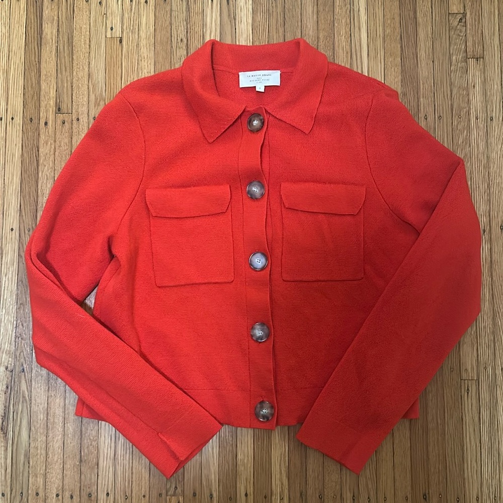 Sézane Betty cardigan in bright red